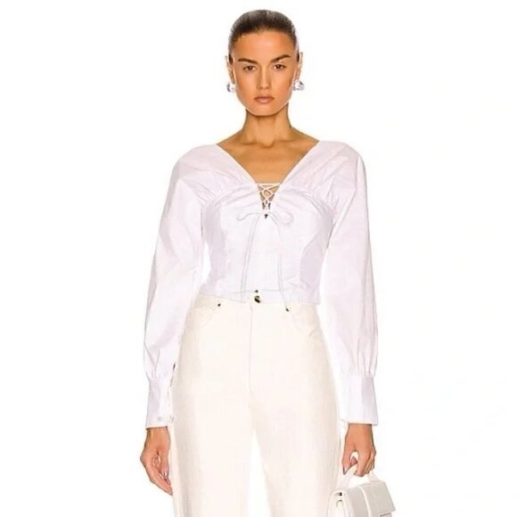 Nicholas Tatum Long Sleeve Poplin Corset Top - Picture 1 of 8